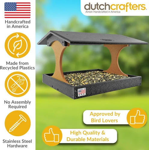 Miniatura 3 de DutchCrafters Amish Poly Deluxe Fly by Bird Feeder (negro y cedro)