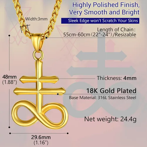 Miniatura 32 de PROSTEEL Satanic Jewelry Upside Down Cross Necklace for Men Women, 316L Stainless Steel/925 Sterling Silver Inverted Cross/Leviathan Cross Pendant