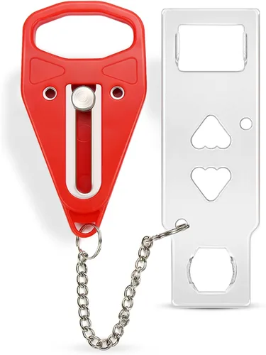 Rerishom Cerradura de puerta portátil, cerradura extra para mayor privacidad y seguridad en casa, hotel, apartamento, AirBNB - Rojo