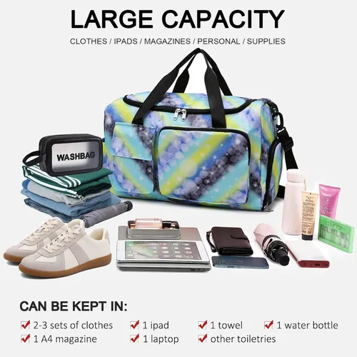 Miniatura 358 de Pequeña bolsa de gimnasio para mujer, bolsa de viaje con compartimento para zapatos