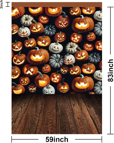 Miniatura 4 de Avezano Telón de fondo para fotografía de Halloween, faroles de calabaza aterradores, tablero de madera, telón de fondo de Halloween, retrato