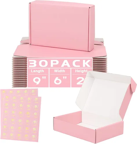 Miniatura 12 de Cajas de envío pequeñas de 6 x 4 x 2 pulgadas para pequeñas empresas, paquete de 30 cajas de correo moradas, caja de embalaje de cartón corrugado