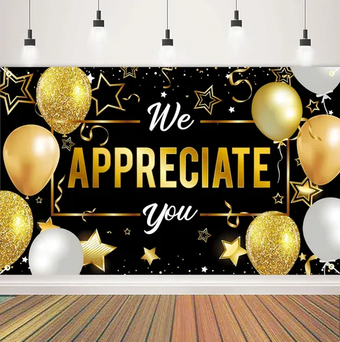 Cartel de fondo con texto en inglés "We Appreciate You", decoraciones de agradecimiento a los empleados, pancarta de agradecimiento para veteranos,