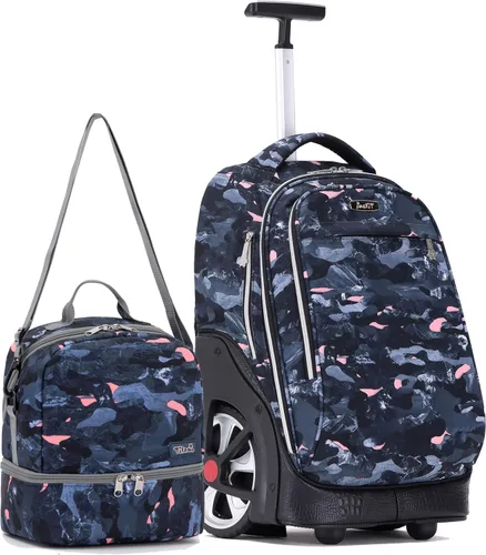 Miniatura 115 de NEW TILAMI Mochila con ruedas de 19 pulgadas con bolsa de almuerzo para niñas y niños, mochila para laptop con ruedas, bolsa de mano duradera