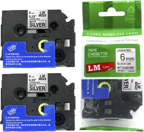 Miniatura 46 de Paquete de 1 unidad LM Tapes LMe511 Premium de 1/4 de pulgada con impresión negra en etiqueta azul compatible con Brother TZe-511 P-Touch, incluye