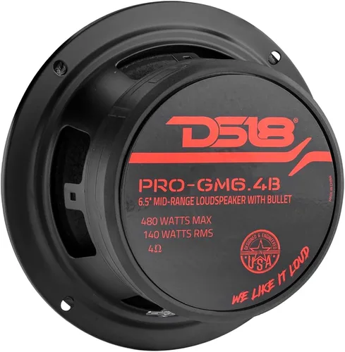 Miniatura 4 de DS18 PRO-GM6.4B - Altavoz de 6.5 pulgadas, rango medio, bala de aluminio roja, 480 W máximo, 140 W RMS, 4 ohmios, altavoces de puerta de audio