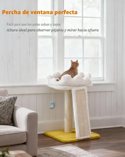 Miniatura 8 de Happi N Pets Nueva torre de árbol en forma de nube para gatos, poste para rascar con cama, árbol pequeño para gatos, torre compacta para gatos