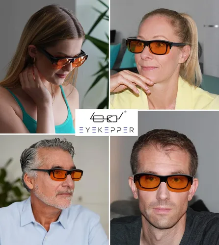Miniatura 2 de Eyekepper 100% anti-bloqueo de luz azul Fitover gafas desgaste sobre gafas de computadora con lente ámbar 1801-tortuga-100% bloqueo de luz azul