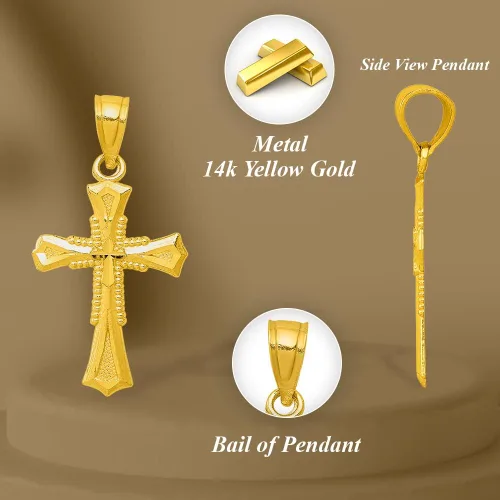 Miniatura 3 de Diamond2Deal Colgante de cruz de oro amarillo de 14 k con corte de diamante para mujer, Oro amarillo
