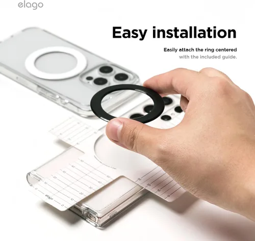 Miniatura 4 de elago Anillo magnético compatible con accesorios MagSafe, paquete de 2 anillos magnéticos para iPhone 17/16/15/14/13/12/11, serie Galaxy, guía
