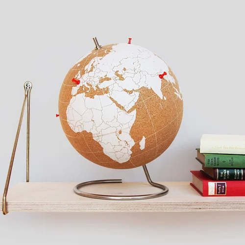 Miniatura 4 de Suck UK Mapa del mundo del globo de corcho con pasadores - Mapa completo del globo del mundo en hermoso corcho mini de 6 pulgadas