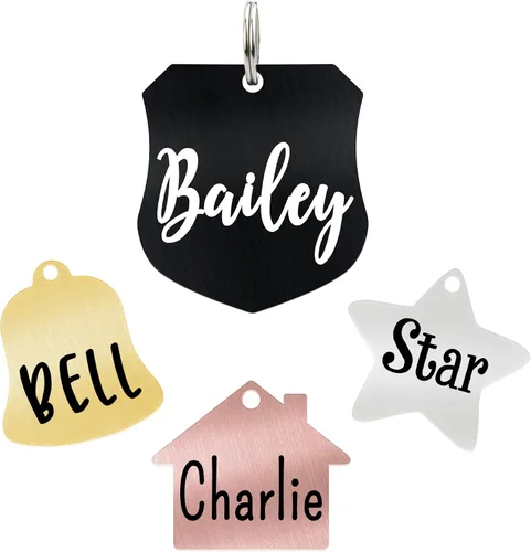 Ultra Joys Etiquetas personalizadas para perros y gatos, etiquetas grabadas para perros pequeños, etiqueta de nombre personalizable para cachorro,