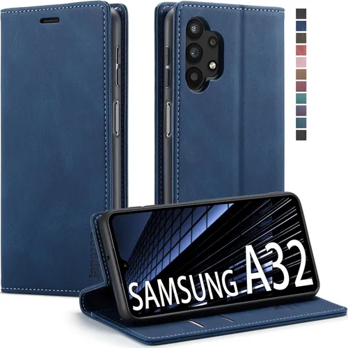Miniatura 17 de Funda tipo cartera para Samsung Galaxy A32 5G con bloqueo RFID, tarjetero y función atril magnético, funda de cuero con tapa para Samsung Galaxy A32
