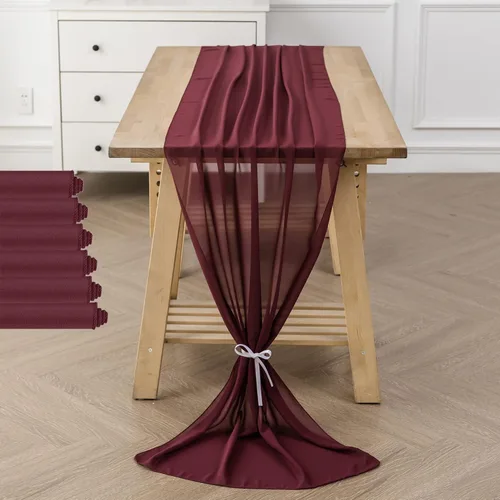 Miniatura 49 de Paquete de 2 caminos de mesa de gasa de 10 pies de 29 x 120 pulgadas, camino de mesa romántico transparente para boda, fiesta de cumpleaños