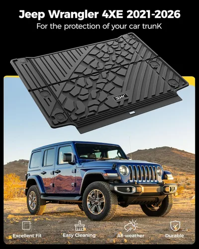 Miniatura 2 de 3W Forro de carga de ajuste personalizado para Jeep Wrangler 4XE 2021 2022 2023 2024 2025 híbrido de 4 puertas (No JL ni JK), tapete de maletero