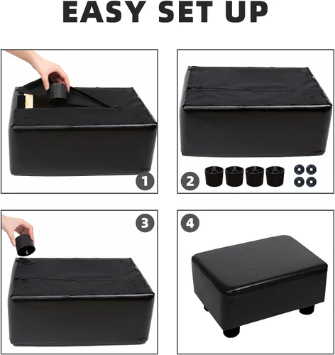 Miniatura 7 de CAROLMADE Taburete Pequeño Otomana Reposapiés con Patas Bajo el Escritorio Reposapiés para Sala de Estar, Dormitorio y Oficina, Negro