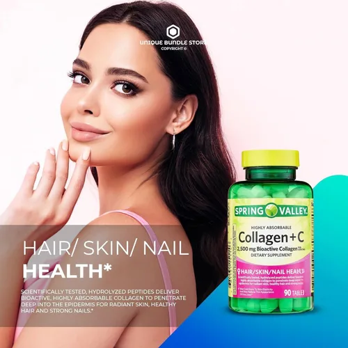 Miniatura 2 de Colágeno de 2500 mg con vitamina C – Píldoras de colágeno hidrolizado, suplemento de péptidos, 90 tabletas, vitaminas diarias de colágeno