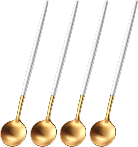 Miniatura 12 de DEHOV 4 cucharas de café 18/10 de acero inoxidable negro satinado de 6.7 pulgadas, cuchara de té helado, cucharas para remover espresso, cucharas