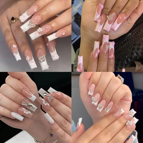 Miniatura 3 de 24 dijes de mariposa para arte de uñas, aleación 3D, plateados, con diamantes de imitación, suministros de arte de uñas, gemas de uñas brillantes