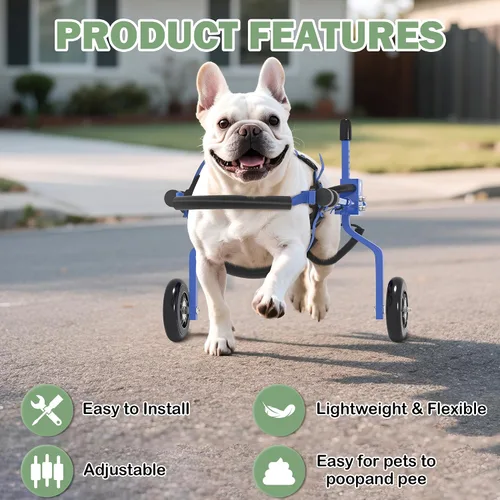Miniatura 5 de Silla de ruedas para perros para patas traseras, carritos ajustables para perros con ruedas para patas traseras discapacitadas, tipo remolque