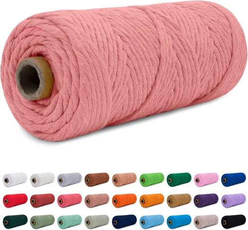 Miniatura 11 de CAMAL Cordón de macramé de 0.157 in x 109 yardas (328.1 ft), cuerda de algodón de color para tejer, manualidades, colgar en la pared, proyectos