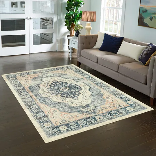 Miniatura 2 de Maples Rugs Caprice - Alfombra antideslizante para sala de estar y dormitorio, estilo bohemio, patrón medallón [fabricada en Estados Unidos]