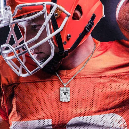 Miniatura 5 de AILIN Collar de fútbol personalizado para hombres, collares de latón con números personalizados para atletas de fútbol, color plataorooro rosanegro