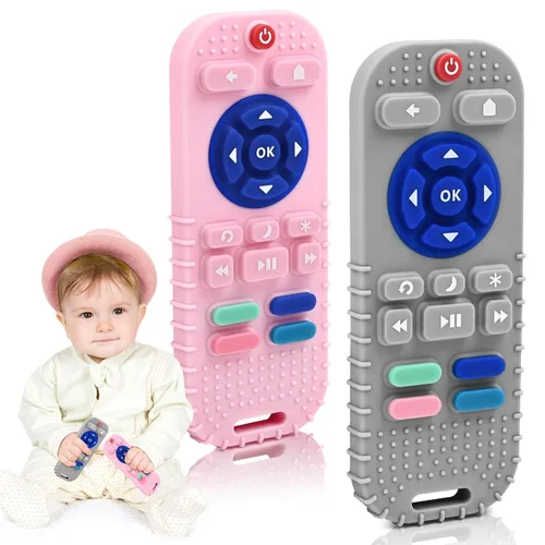 Miniatura 7 de Juguetes de dentición para bebés de 3 a 6 a 12 meses, mordedor sensorial de silicona, control remoto y controlador de juego, juguete de alivio
