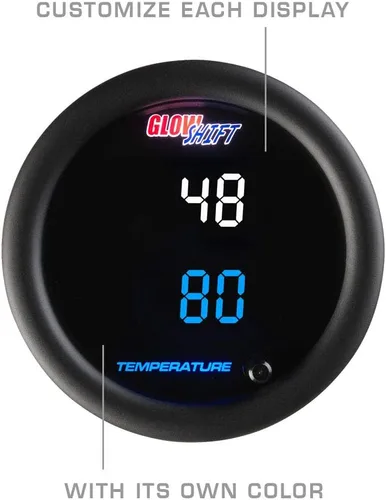 Miniatura 5 de GlowShift Kit de medidor de temperatura dual digital de 10 colores de 302.0 °F, para refrigerante de agua, aceite, temperatura de transmisión
