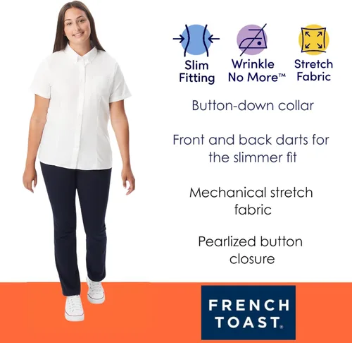 Miniatura 5 de French Toast Camisa Oxford ajustada a las arrugas para mujer con mangas cortas