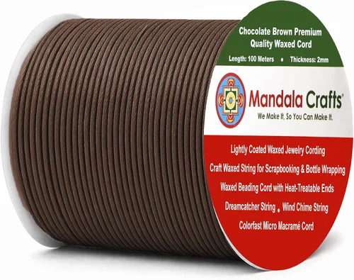 Miniatura 8 de Cuerda Mandala Crafts 0.03 pulgadas 109 yardas para hacer joyería, artesanía, macramé, cuerda de algodón encerado Negro