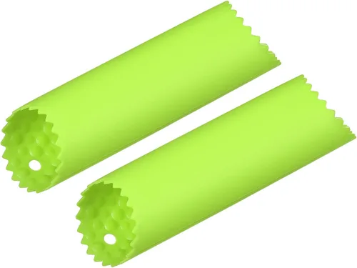 Miniatura 10 de uxcell 2 tubos de pelado de ajo, pelador de ajo de silicona, rodillo removedor de piel antideslizante para herramientas útiles de cocina, color negro