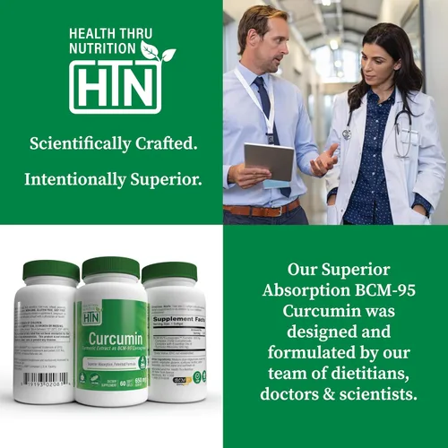 Miniatura 5 de Health Thru Nutrition Curcumin 650mg BCM-95 Curcugreen Complejo de curcumina de cúrcuma Alta absorción Respuesta saludable a la inflamación