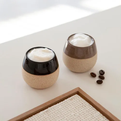 Miniatura 4 de Juego de 4 tazas de café espresso de cerámica, capacidad de 4.5 onzas, tazas de café pequeñas y modernas, aptas para lavavajillas, tazas de café
