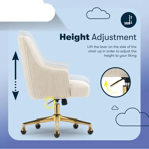 Miniatura 6 de Silla de oficina moderna Serta Scarlett, silla de escritorio de respaldo medio plisado y curvo, cojín de asiento de bolsillo de resorte en espiral