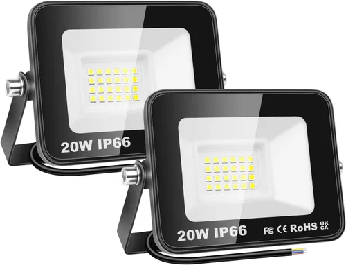Miniatura 9 de SKYWORLD Paquete de 2 focos LED de 10 W para exteriores, luces de seguridad de 1000 lúmenes, lámpara exterior de 6000 K, luz blanca diurna, IP66