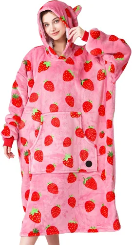 Miniatura 49 de Three Poodle - Manta con capucha portátil para niños, sudadera de sherpa de gran tamaño con capucha gigante, manta con capucha cálida y acogedora