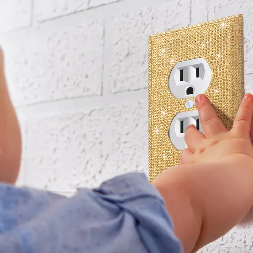 Miniatura 7 de 2 piezas de cubierta brillante para interruptor de luz brillante, cubierta de interruptor de luz brillante, cubierta de placa de pared con diamantes