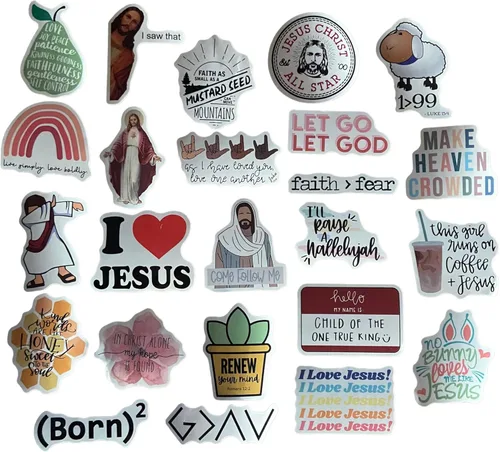 Miniatura 7 de Calcomanías cristianas, paquete de 100 unidades, calcomanías inspiradoras de fe con versículos de la Biblia, vinilo impermeable para botellas