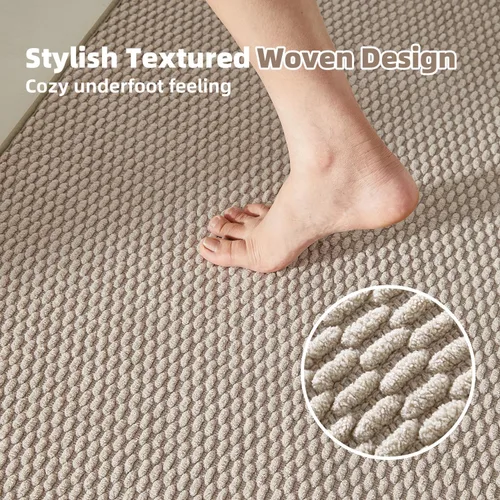 Miniatura 3 de TYUU Alfombras de baño antideslizantes, lavables, superabsorbentes, delgadas, pequeñas, de secado rápido, de pelo bajo, color beige, 16 x 24 pulgadas