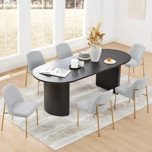 Miniatura 8 de CHITA Juego de 2 sillas de comedor modernas, sillas de comedor de metal con certificación FSC para comedor, color gris claro