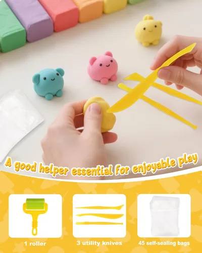 Miniatura 3 de Kit de arcilla para modelar – 42 colores de arcilla seca al aire, arcilla mágica de moldeo de bricolaje incluye herramientas y accesorios
