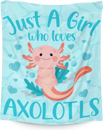 Miniatura 14 de Axolotl - Manta de regalo de 40 x 50 pulgadas para niñas, manta suave y mullida azul para cama, sofá y sala de estar Axolotl1-1