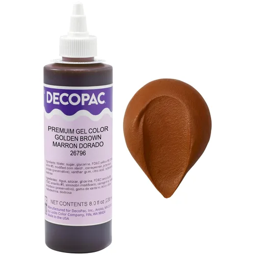 DecoPac Colorante Alimentario en Gel Premium | Colorante Alimentario Marrón Dorado para Repostería | 8oz | Para Colorear Crema de Mantequilla,