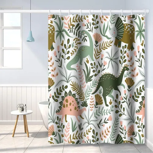 Miniatura 32 de Cortina de Ducha Floral Bohemia Negra Flores de Mediados de Siglo Botánica Moderna Elegante Estética Cortina de Ducha para Decoración de Baño