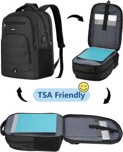 Miniatura 3 de kadilong Mochila para laptop para hombre, mochila escolar para adolescentes, niños, viajes de negocios, bolsa antirrobo con puerto de carga USB