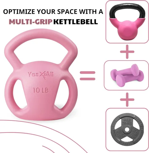 Miniatura 2 de Yes4All Kettlebell, Strength Training Kettlebells for Women, Wide Multi-grip Textured Handle for Home Gym Exercises & Full Body Workout, Single 5–25