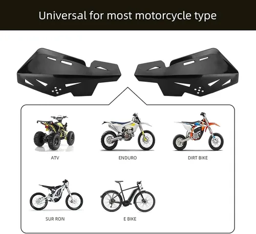 Miniatura 7 de Paramanos universal de 7/8" 22mm y 1 1/8" 28mm para manillar de nylon, para moto de cross, motocross, ATV, para SX SXF EXC XCW - Negro