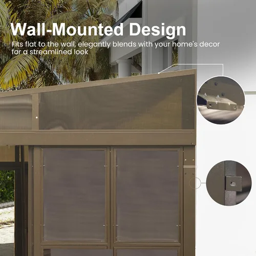 Miniatura 100 de Domi - Solárium de pared montado de 10 x 14 pies, solárium de pared con techo inclinado de policarbonato de aluminio, casa de pantalla de PC