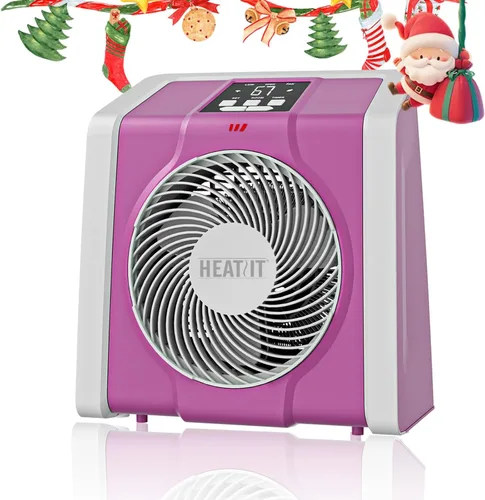 HEATIT Calentador de espacio para interiores, pantalla digital con termostato, temporizador de 1-12 horas, modo de ventilador, 1500 W/750 W, Rosa